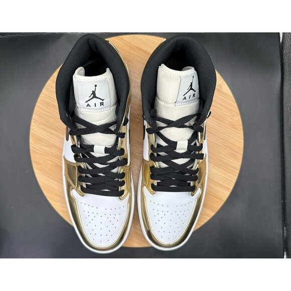 Nike Air Jordan 1 Mid SE Metallic Gold/Black-White Men’s Sz 11